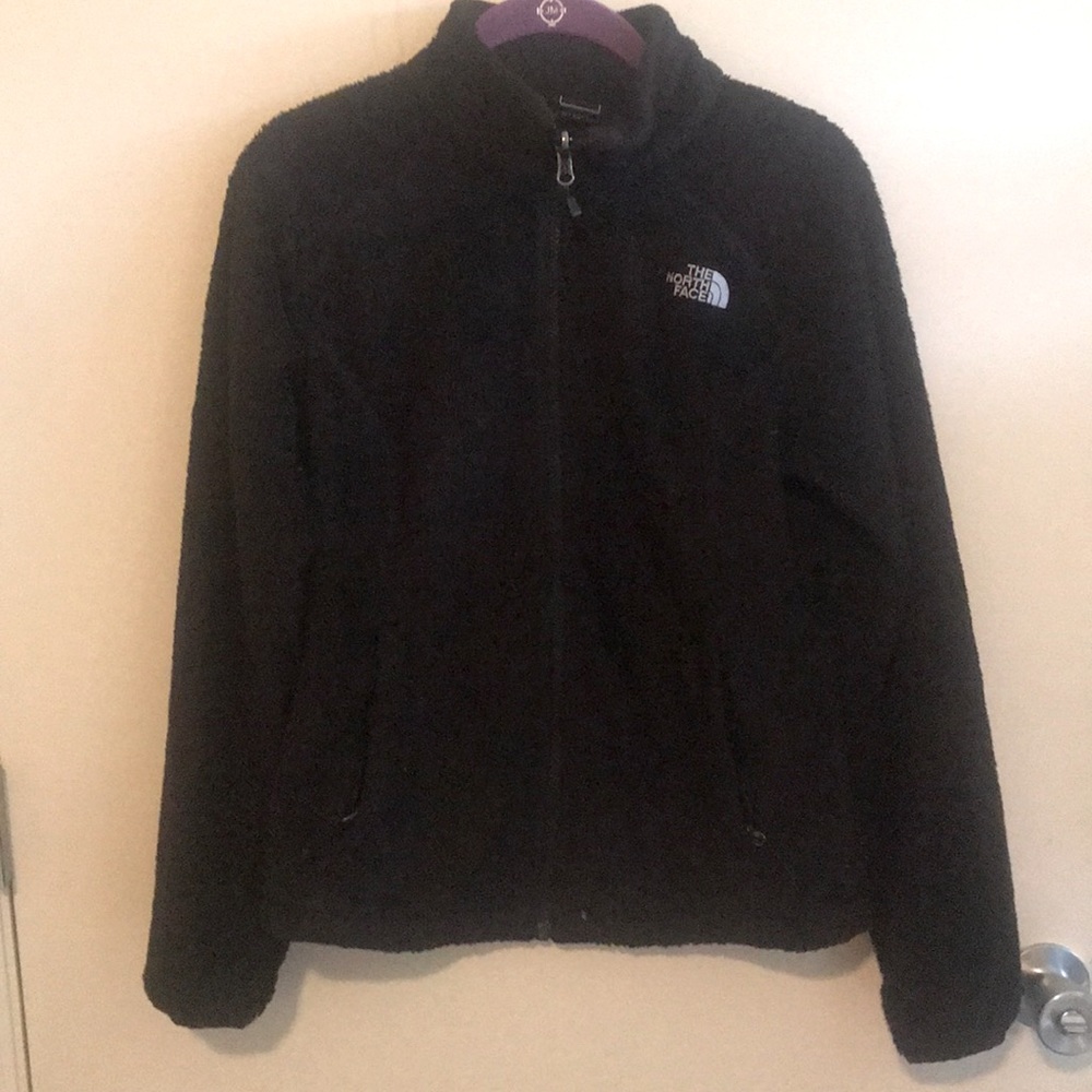 North Face fuzzy black zip up